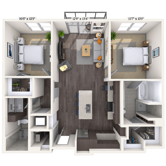 Tradition 2x2 1078-1147 SF 240 floor plan